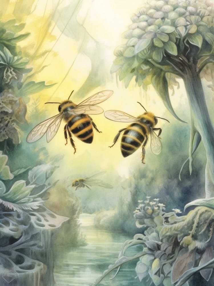 Bee Venom Bee Beehive Watercolour Illustration 4