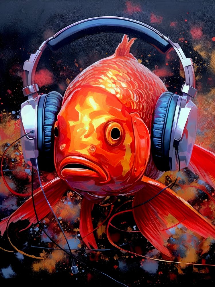 Goldfish With Headphones animal