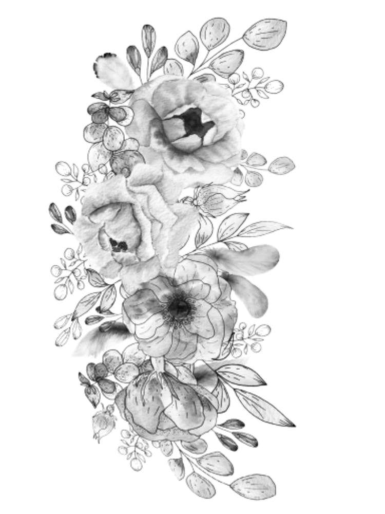 Black And White Floral Painting 1