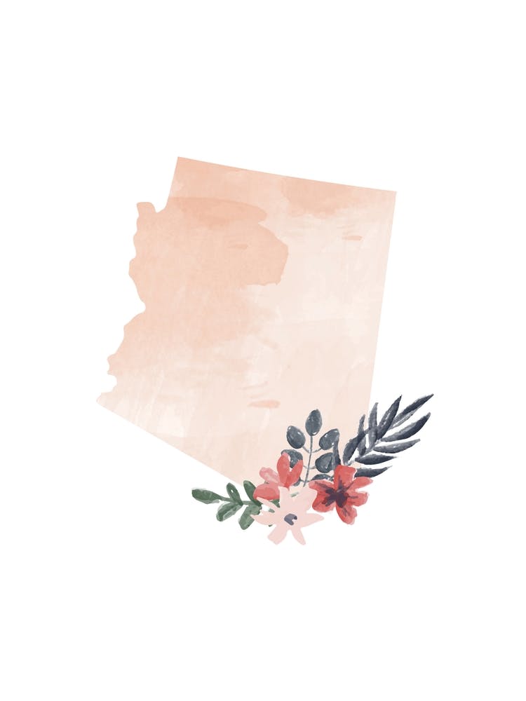 Arizona Watercolor Floral State