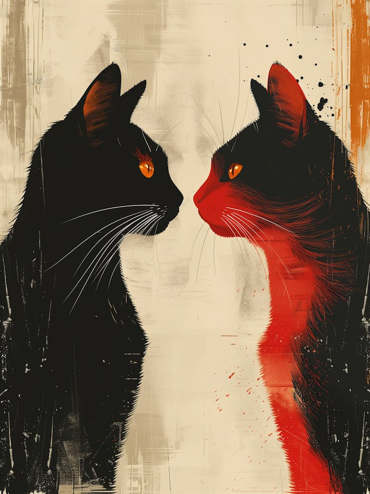 Two Cats Facing Each Other