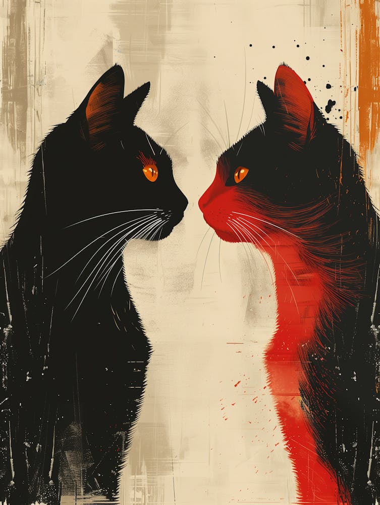 Two Cats Facing Each Other