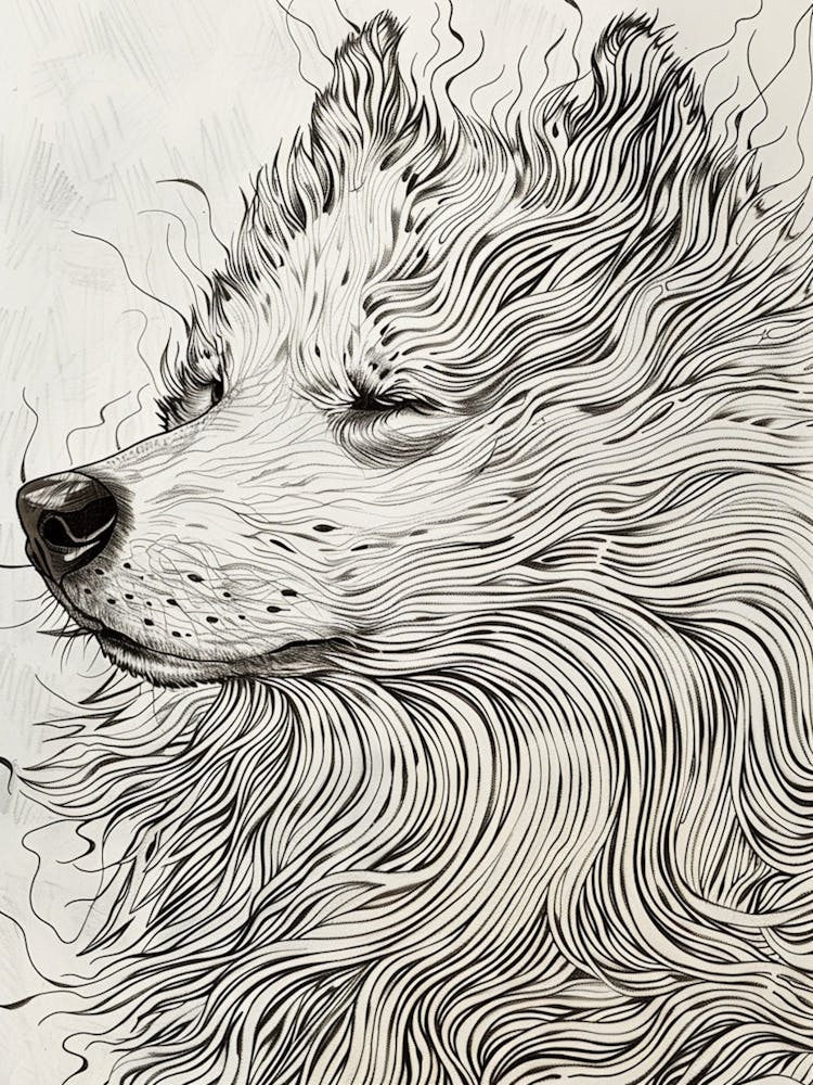 Dog In The Wind Line Sketch 2