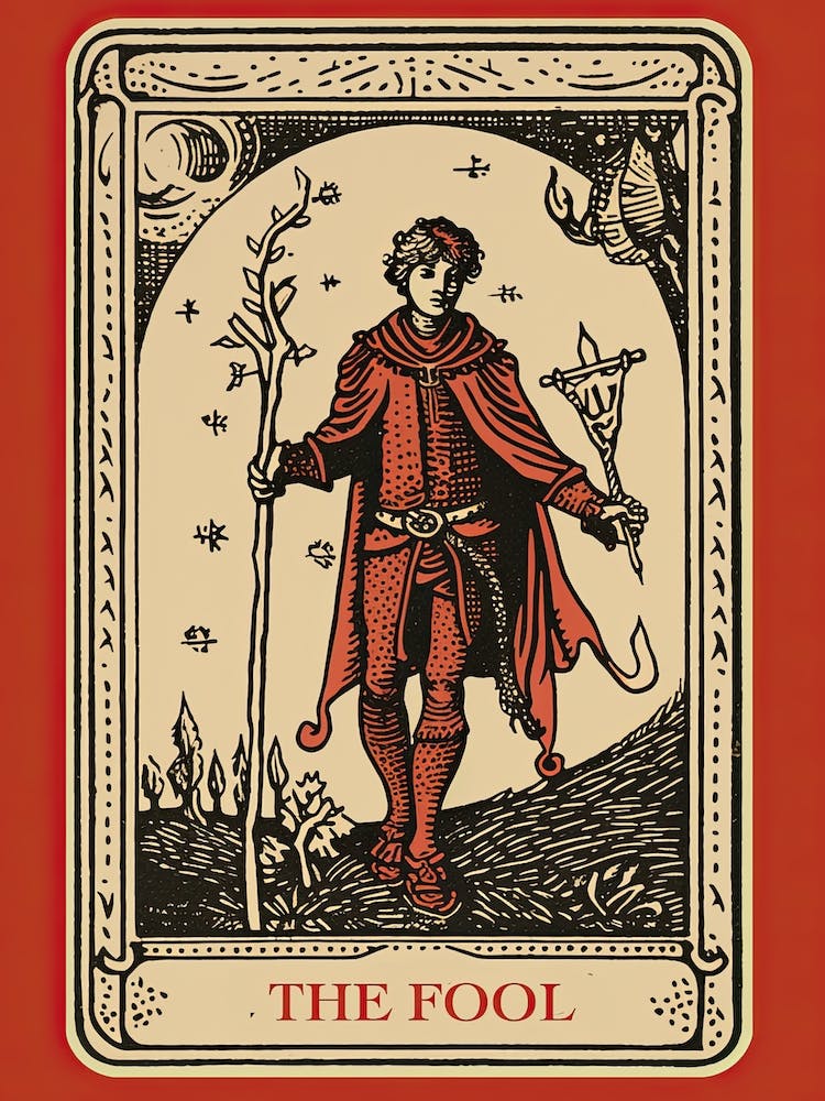 The Fool Tarot Card, Vintage 0