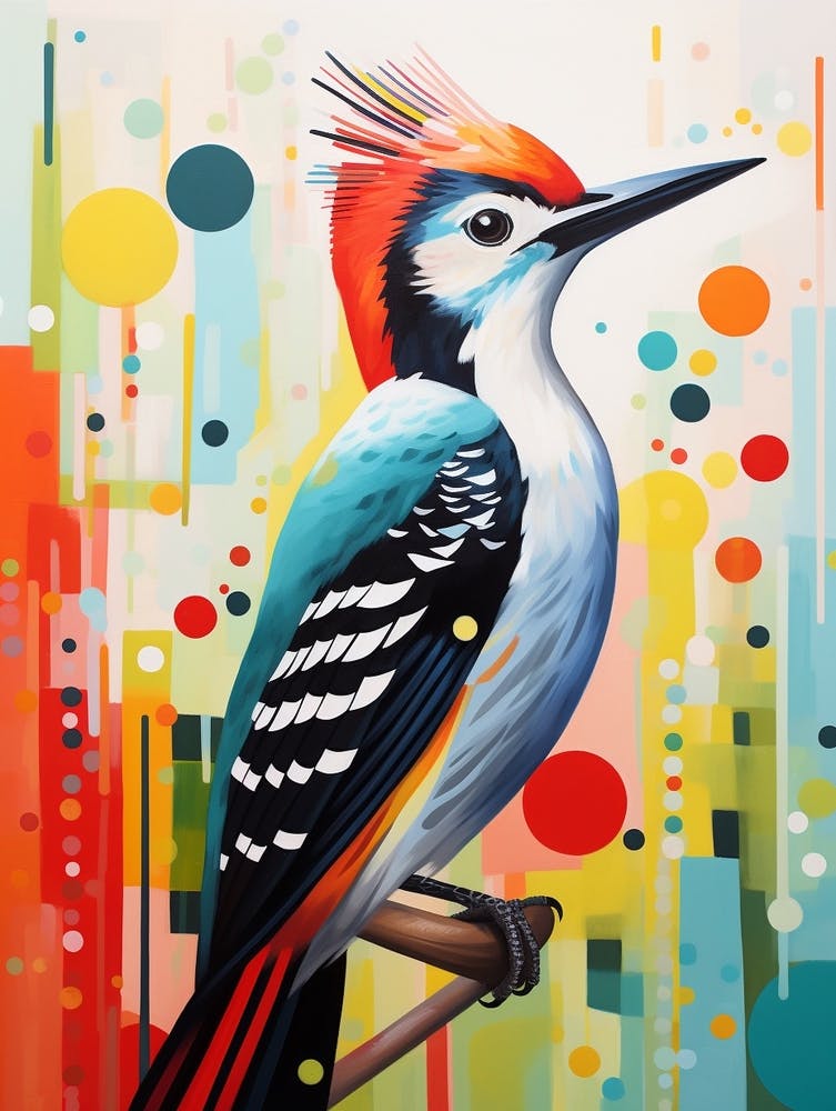 Bird Painting Collage Woodpecker 3