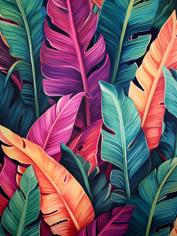 Abstract and Colourful Banana Leaves Art
