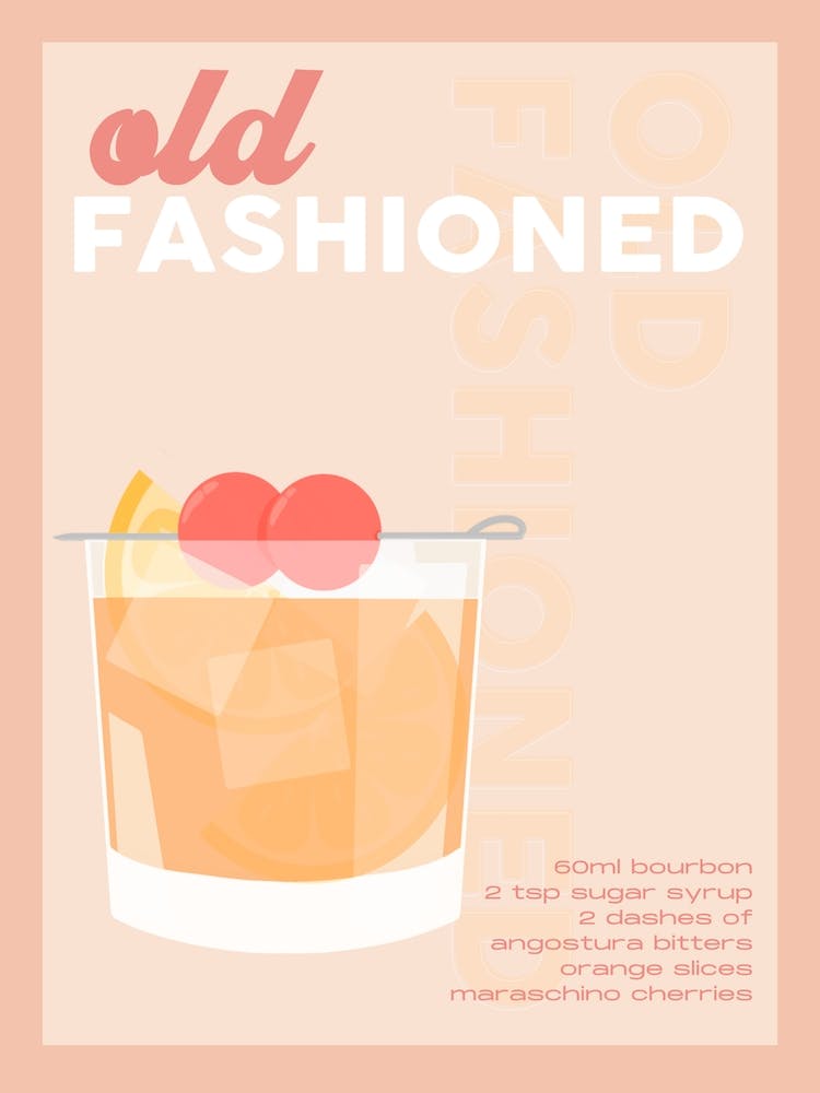Peach Old Fashioned Cocktail