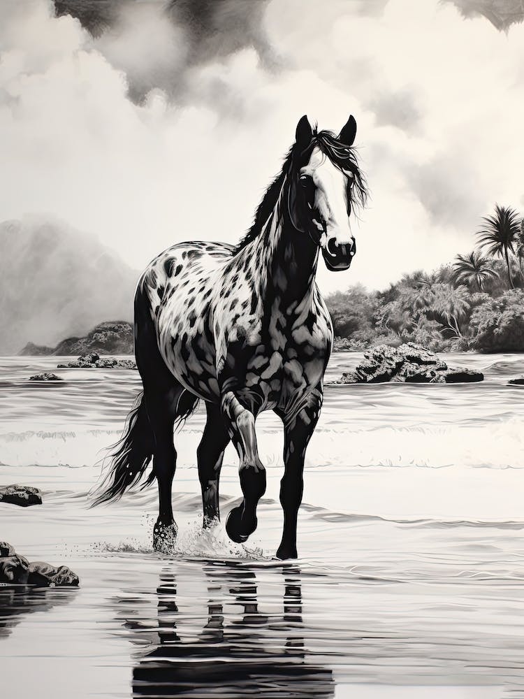 A Horse Oil Painting In Kaanapali Beach Hawaii, Usa, Portrait 2