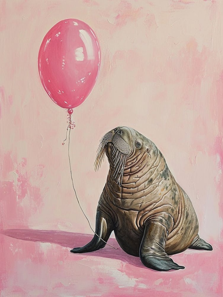 Cute Walrus 1 With Balloon
