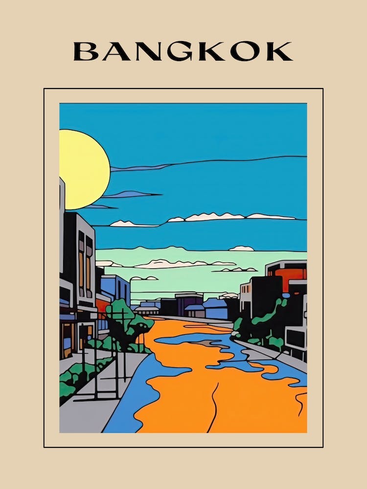 Minimal Design Style Of Bangkok, Thailand 1 Poster