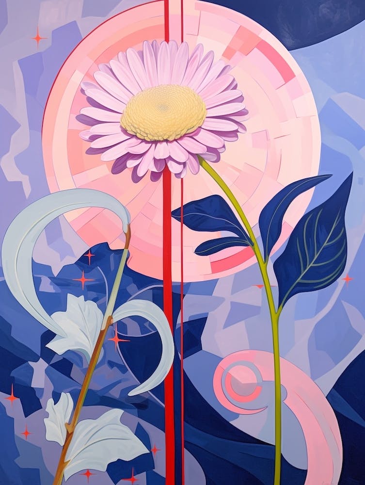 Asters 1 Hilma Af Klint Inspired Pastel Flower Painting