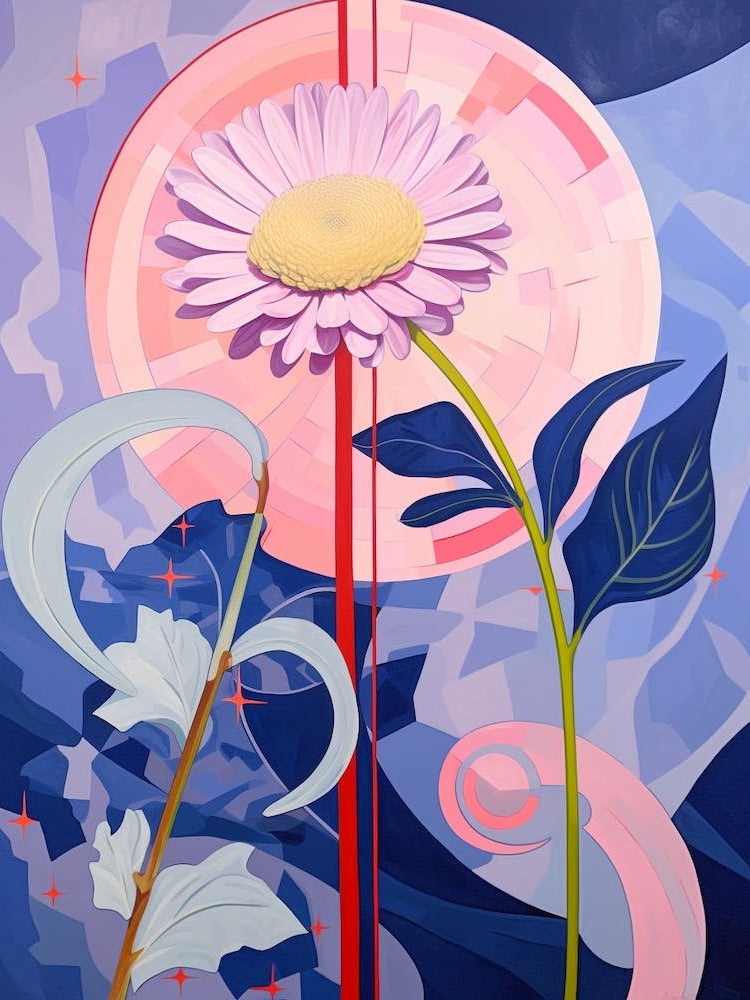 Asters 1 Hilma Af Klint Inspired Pastel Flower Painting