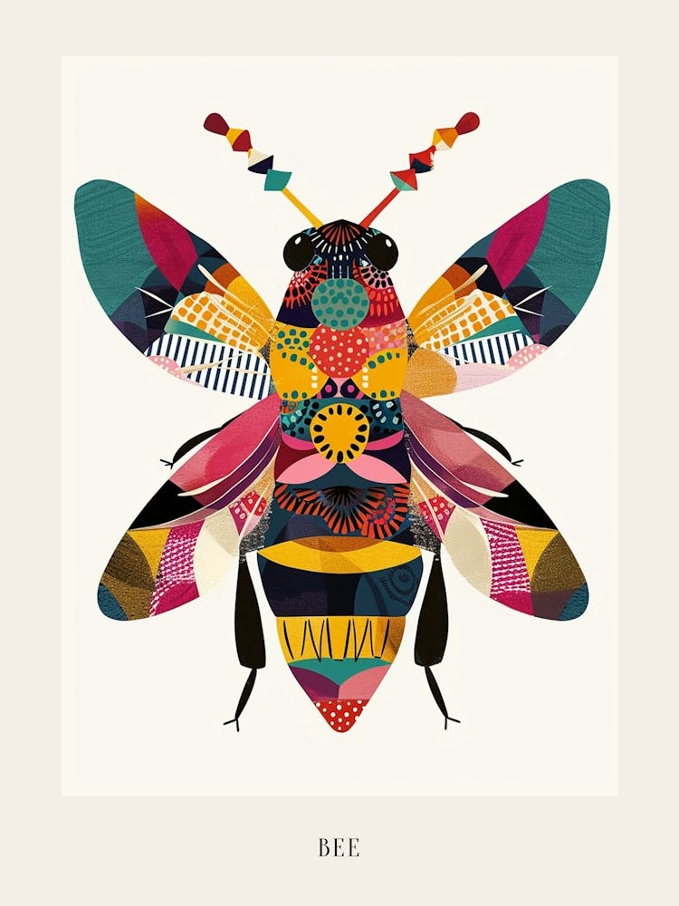 Colourful Insect Illustration Bee 6 Poster