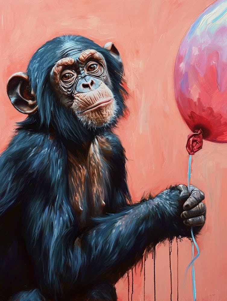 Cute Bonobo 3 With Balloon