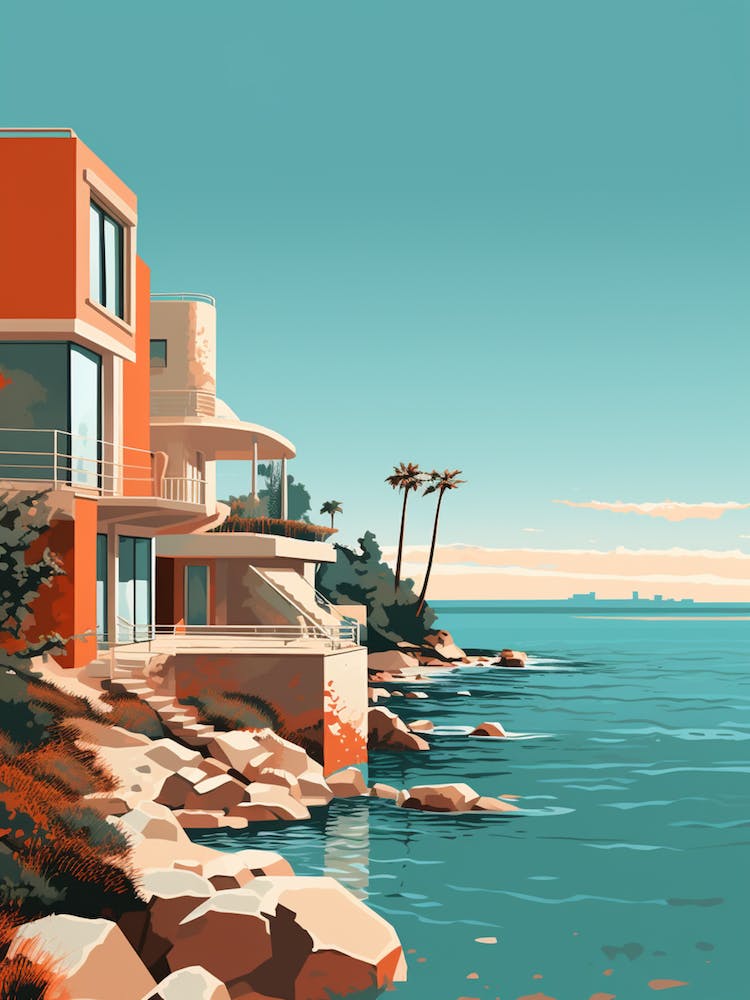 Abstract Illustration Of St Kilda Beach Australia Orange Hues 3
