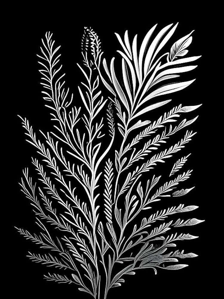 Rosemary Leaf Linocut 3