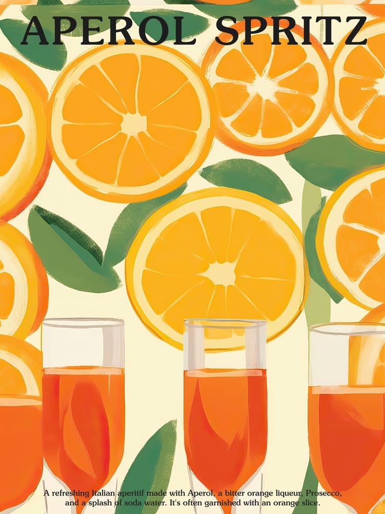 Aperol Spritz Pattern Aperitivo Cocktail Kitchen Art