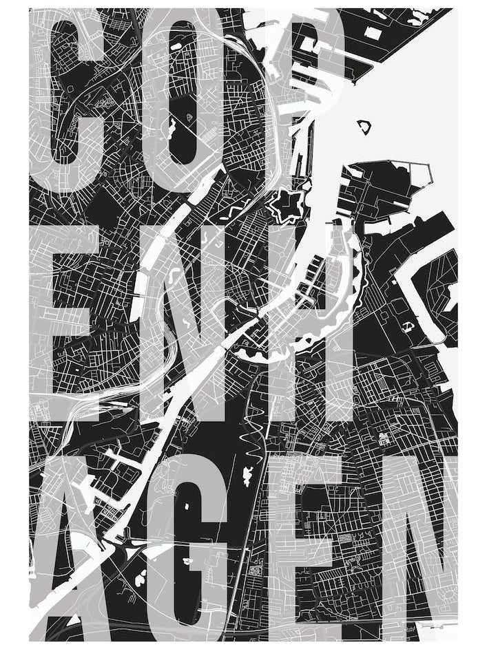 Copenhagen Mono Street Map Text Overlay