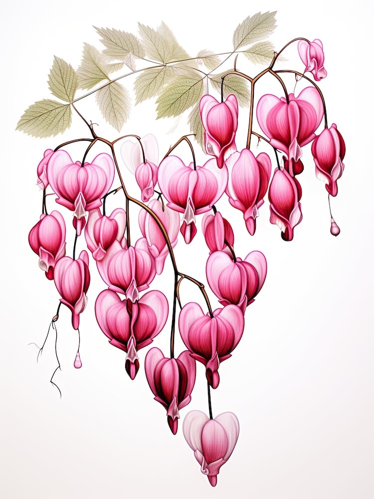 Bleeding Hearts Flower Vintage Botanical 2