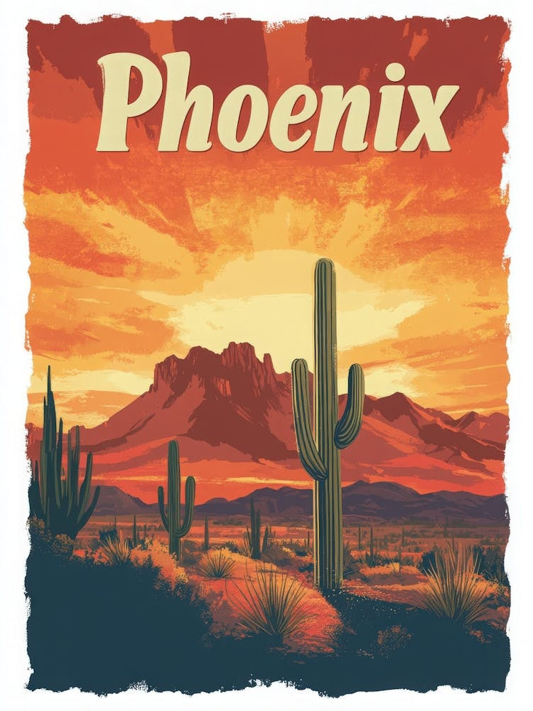 Aihrgdesign A Vintage Travel Poster Of Phoenix Featuring The 1