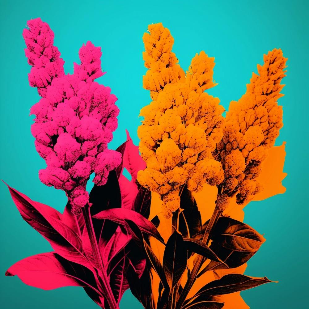 Andy Warhol Style Pop Art Flowers Celosia 2 Square