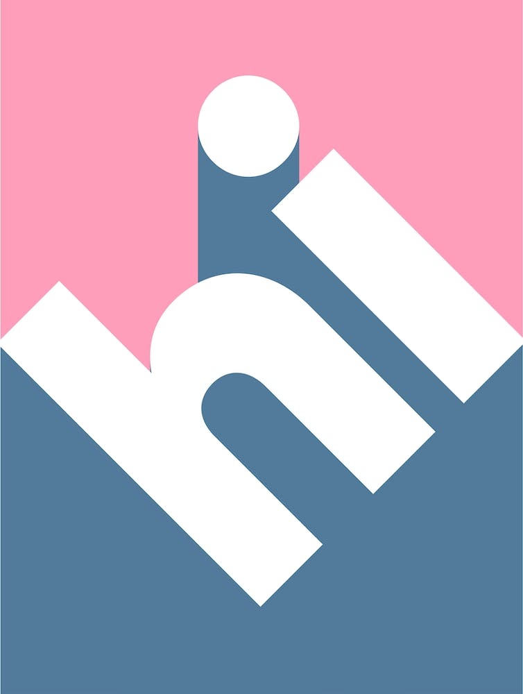 Hi typography in pink and blue
