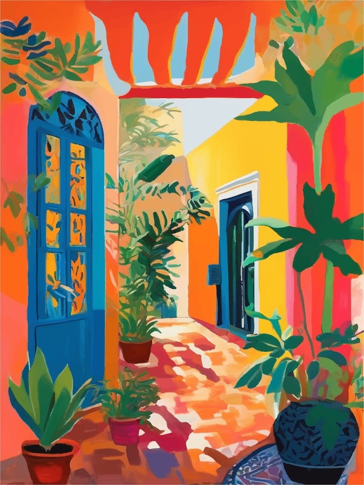 Colorful Courtyard In Mexico