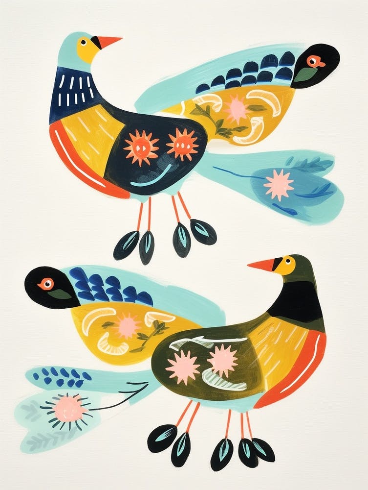 Vogelmalerei im Folk-Stil Stockente 1