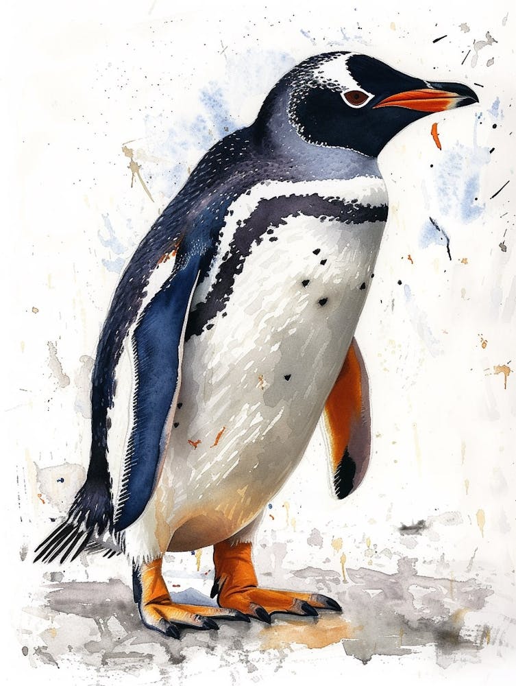 Humboldt Penguin King George Island Watercolour Painting 1