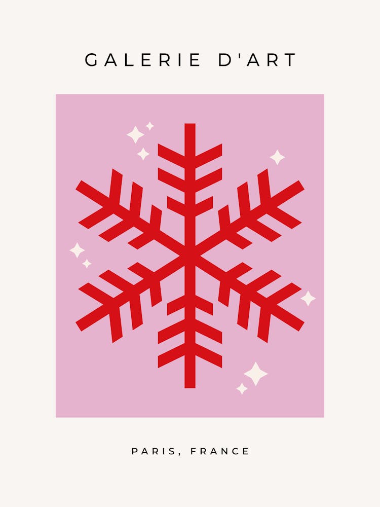 Christmas Snowflake Pink And Red