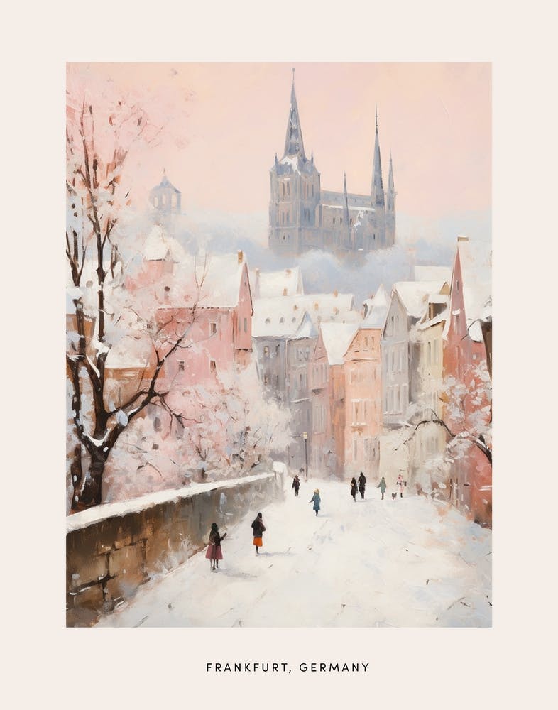 Dreamy Winter Painting Poster Frankfurt Germany 1