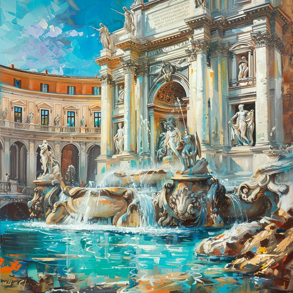Trevi Fountain Oil Painting 2