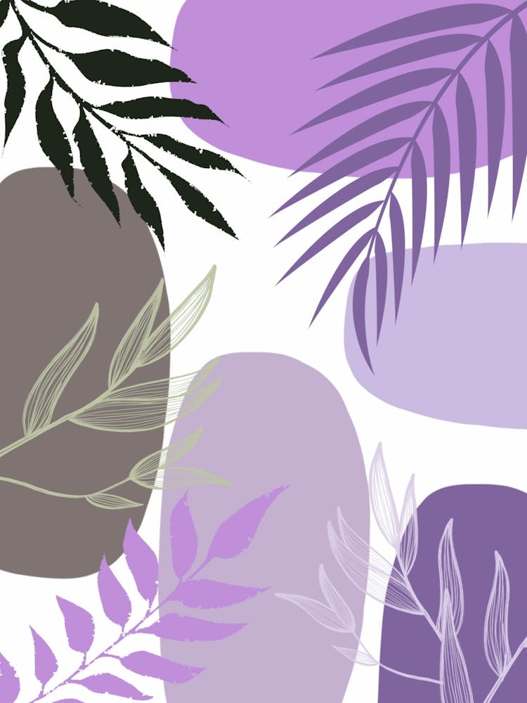 Purple Leaves On White Background