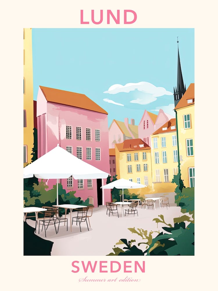 Lund, Sweden, Flat Pastels Tones Illustration 2 Poster