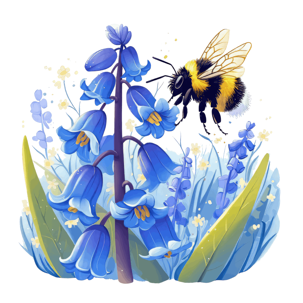 Watercolor Bumblebee on Flower 12