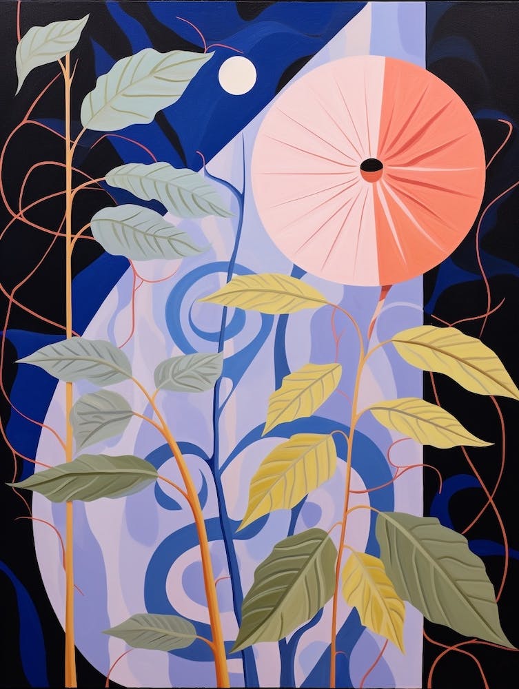 Moonflower 3 Hilma Af Klint Inspired Pastel Flower Painting