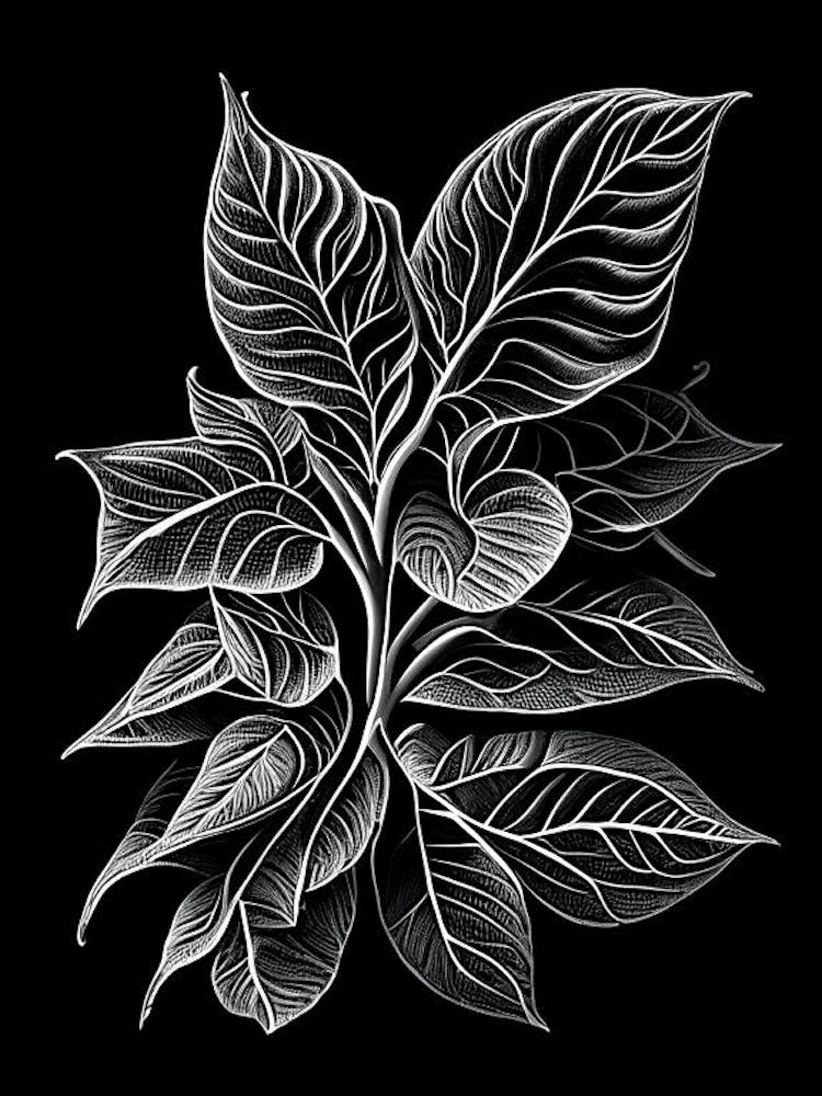 Oregano Leaf Linocut 1