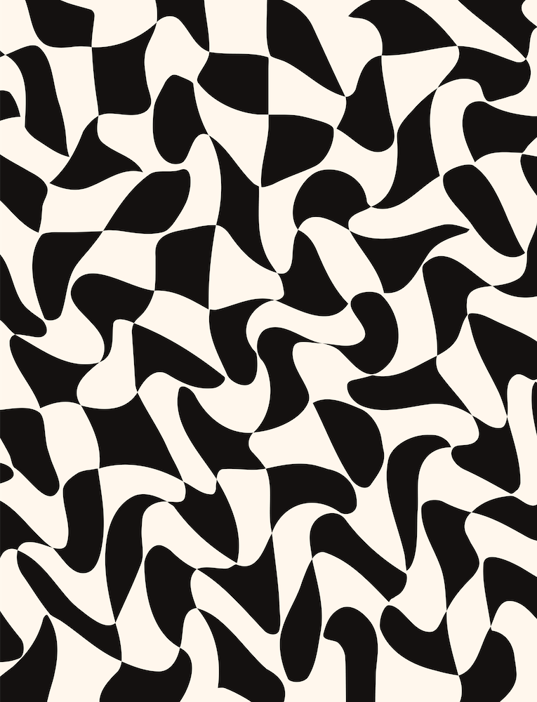 Black and White Wavy Warped Check