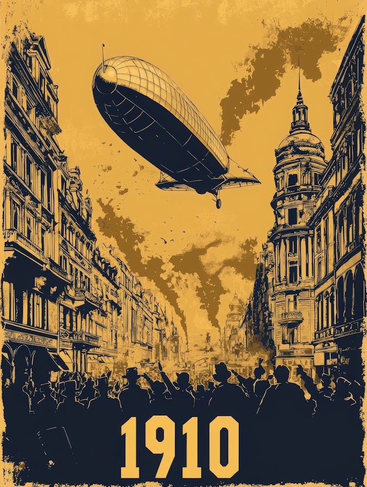 Aihrgdesign A Vintage Poster Of An Early Airship Soaring Abov 094872b1 7402 4bb1 8862 6f13ea3ea965 1