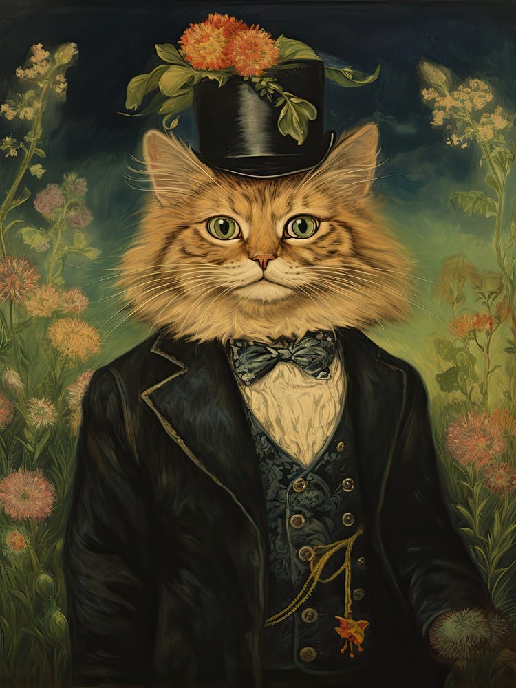 Louis Wain Katze mit Hut