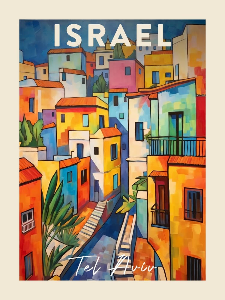 Tel Aviv Israel 2 Fauvist Painting Travel Poster