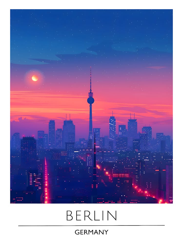 Berlin Skyline At Sunset