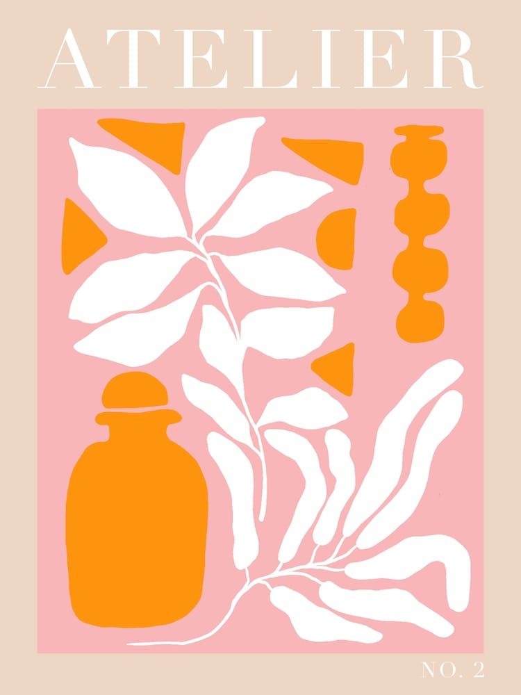 Pink And Orange Atelier Living Room Art print