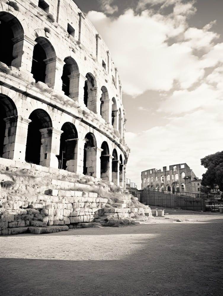 Pula, Croatia, Black And White Old Photo 4