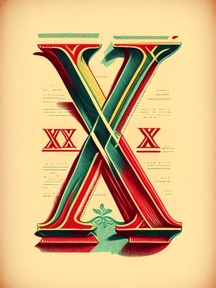 X, Letter, Alphabet Vintage Sketch 3