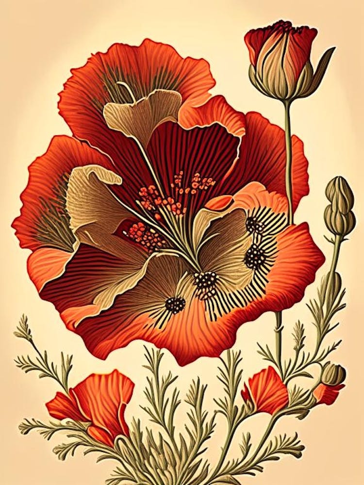 Desert Poppy Wildflower Vintage Botanical 2
