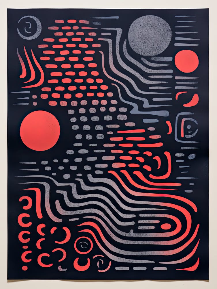 Stencil Print Abstract Otherworldly Concept Risogra