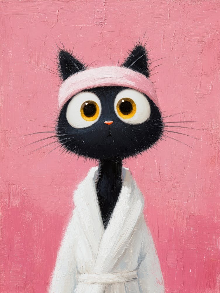 Cat In Bathrobe 2