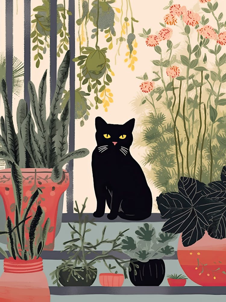 Black Cat And House Plants 6