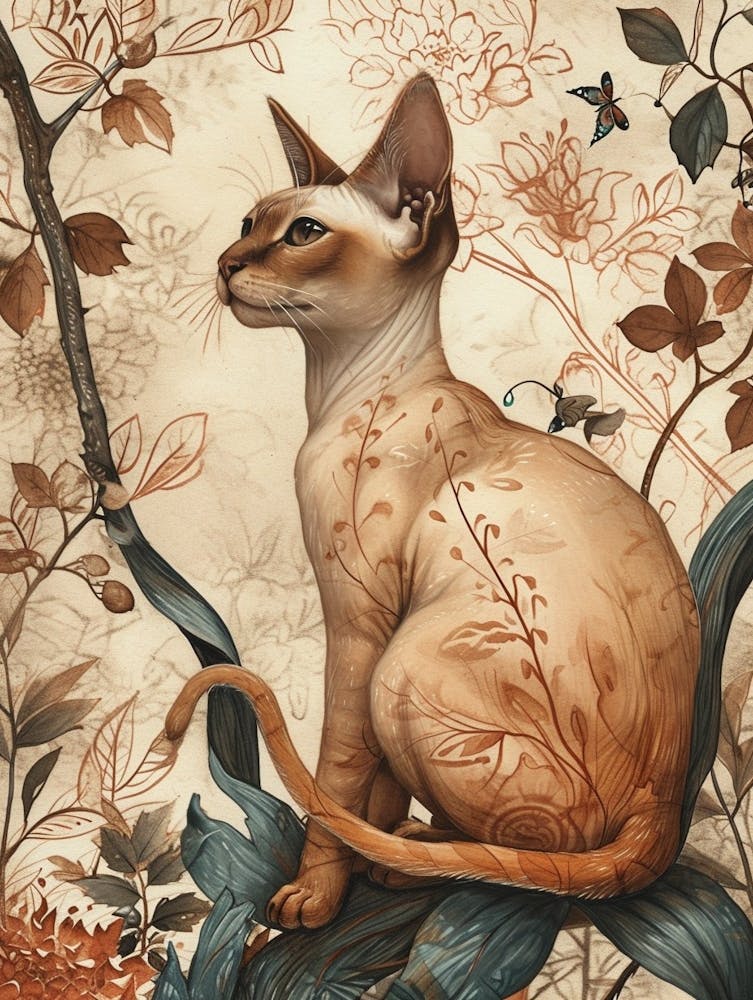 Oriental Shorthair Cat Japanese Illustration 2
